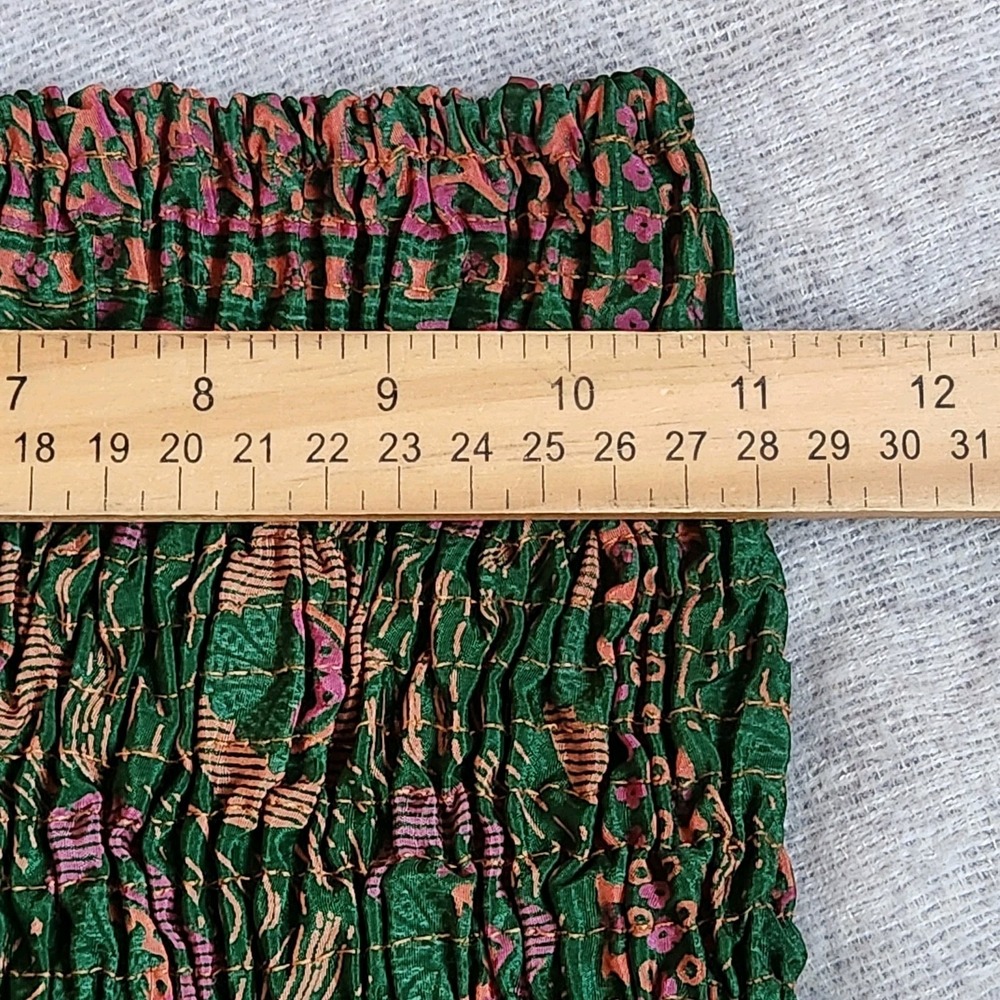 India Tube Dress Green Multicolor Layered Bohemian 100% Silk Stretch Size XS/S - Picture 5 of 6